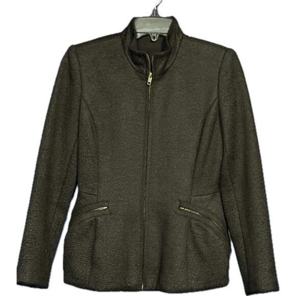 Theyskens' Theory Black Alpaca Wool Zip Jacket blazer Size 0 / 34 - Picture 2 of 5